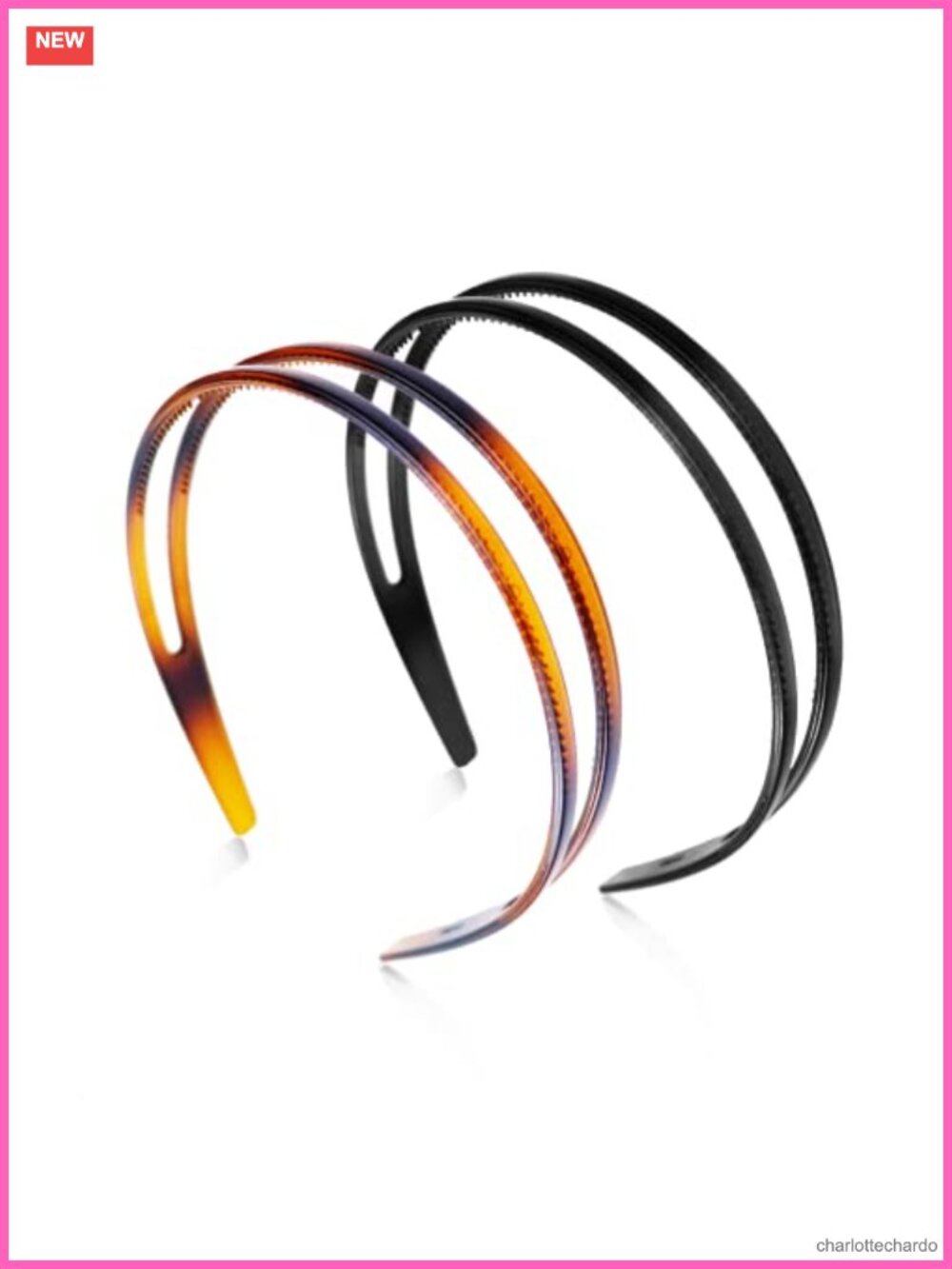 2pc Plastic Headband Double Row Teeth Comb Non-Slip Hair Hoop